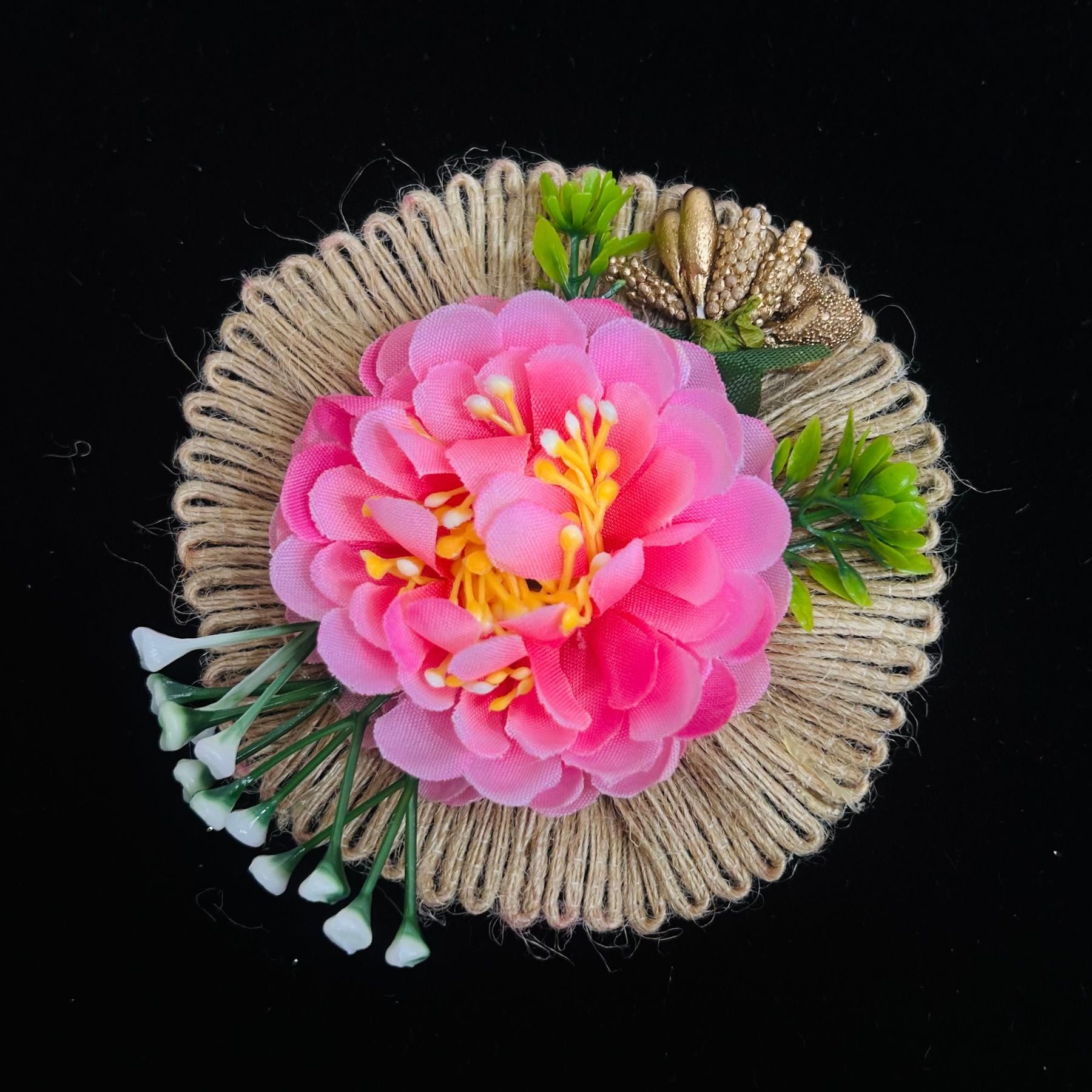 Bright Bloom on Rustic Jute Base – A Pop of Color for Gift Hamper Decoration( Pack of 5 )