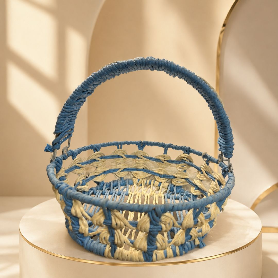 Set of 3 -Blue Ivory Handcrafted Gifting Basket Set