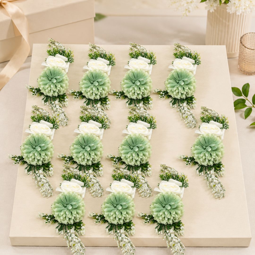 Mint Green & White Floral Decoration Accessory for Hamper Packing