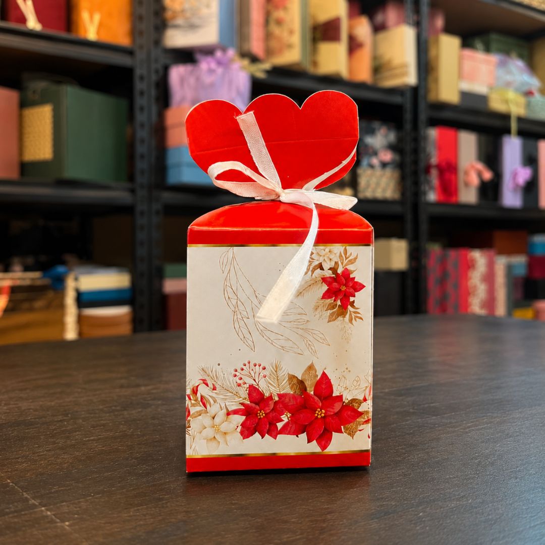 Pack of 8 -Red Floral Ribbon Gift Box