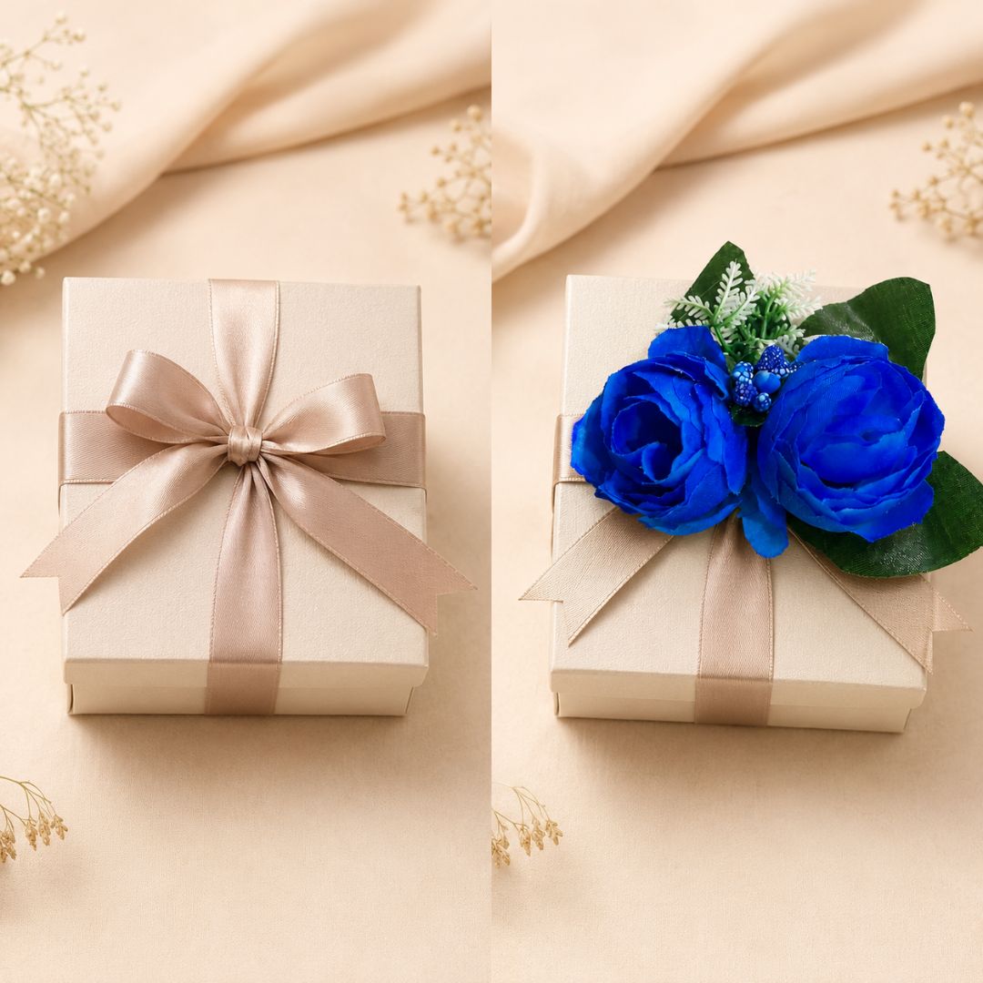 Set of 5 Royal Blue Rose Decorative Accessories for Hamper & Trousseau Packing