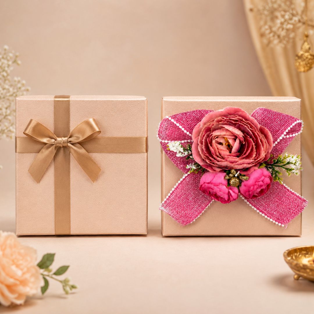 Dusty Pink Flower Bunch with Bow for Hamper Decoration – Pack of 5 - Adscraft.in