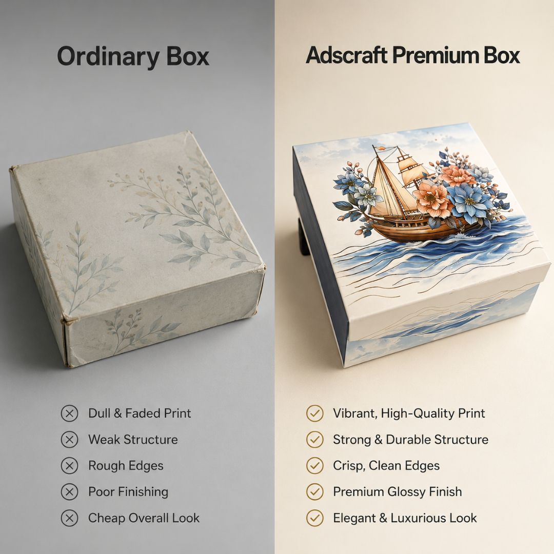 Pack of 5 Sailing Boat Floral Printed Square Gift Box – Premium Gift & Hamper Packaging Box - Adscraft.in