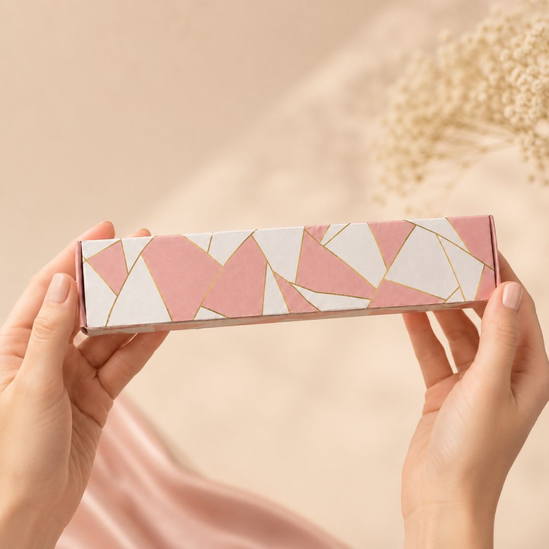 Pack of 8-Pink Geometric Slim Gift Box