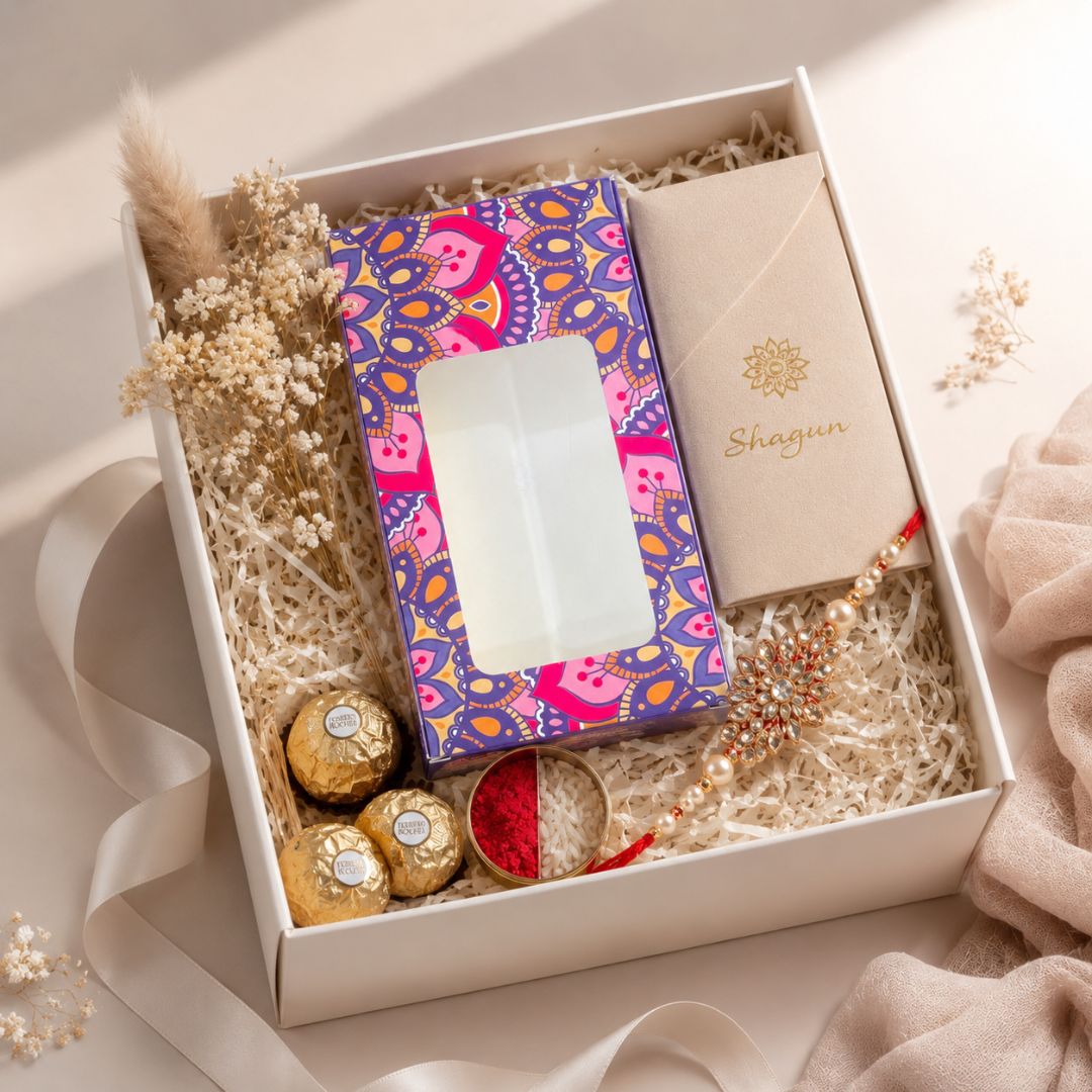 Multicolor Rakhi Hamper Window Box – Premium Raksha Bandhan Gift Box | Set of 10
