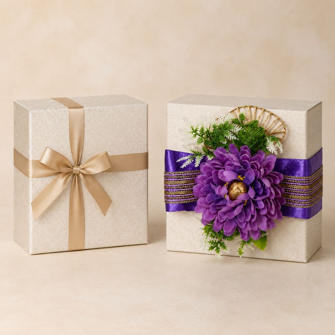 Set of 5 Purple Floral Decorative Accessories for Hamper & Trousseau Packing