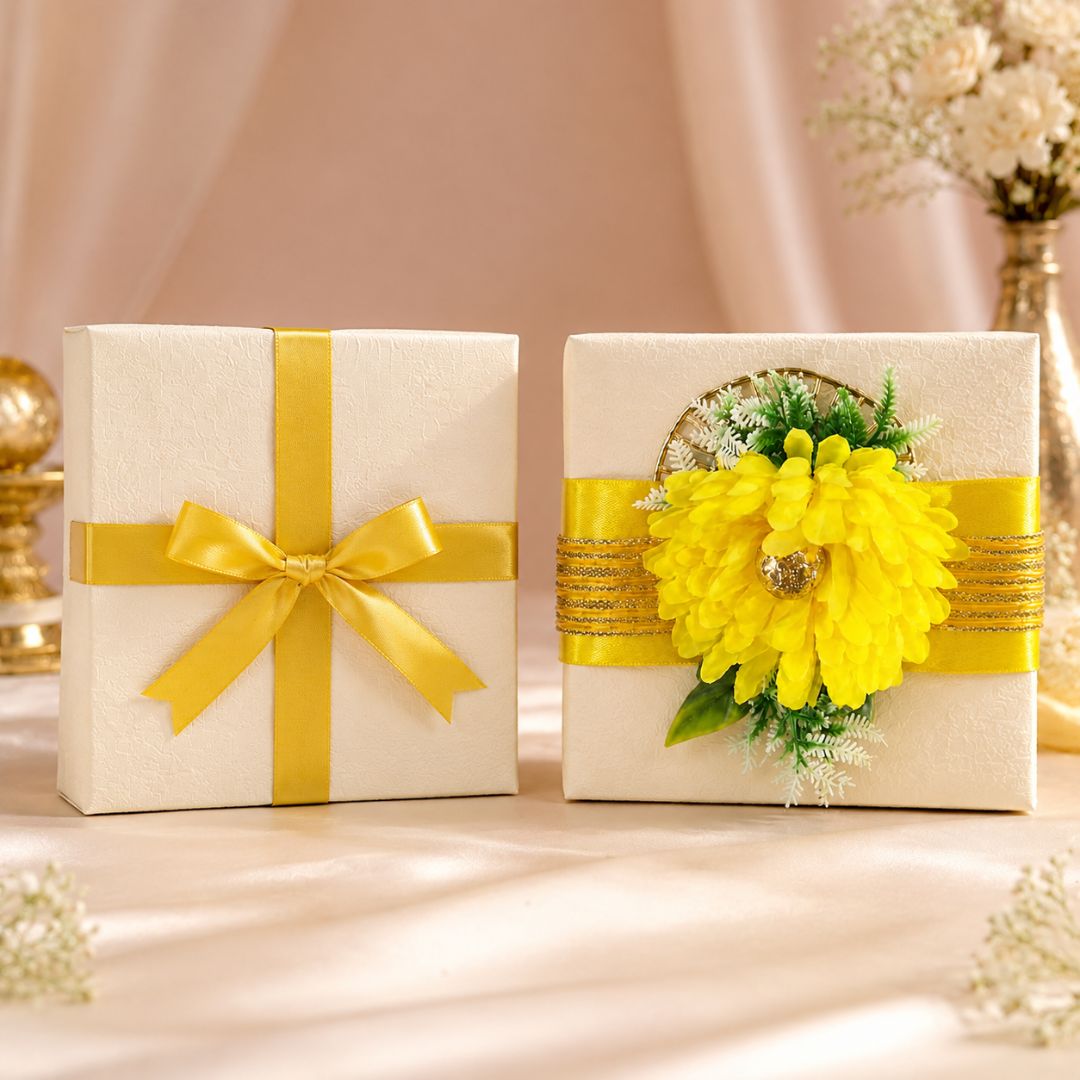 Set of 5 Yellow Floral Decorative Accessories for Hamper Decoration, Trousseau Packing & Gift Wrapping