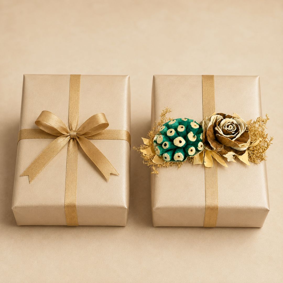 Set of 5 Teal & Brown Floral Decorative Accessories for Hamper & Trousseau Packing