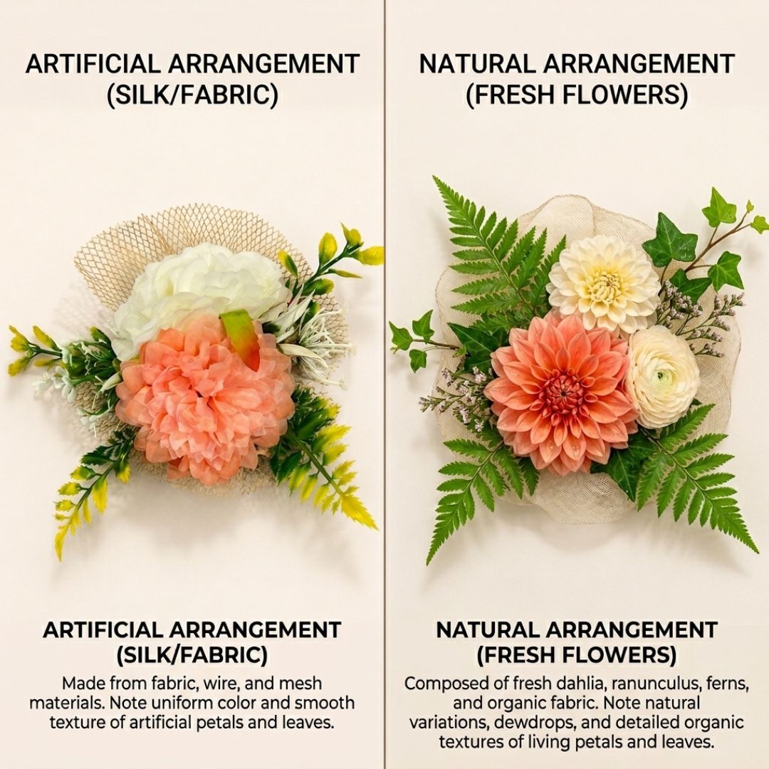 Peach & White Floral Net Decoration Accessory for Hamper Packing