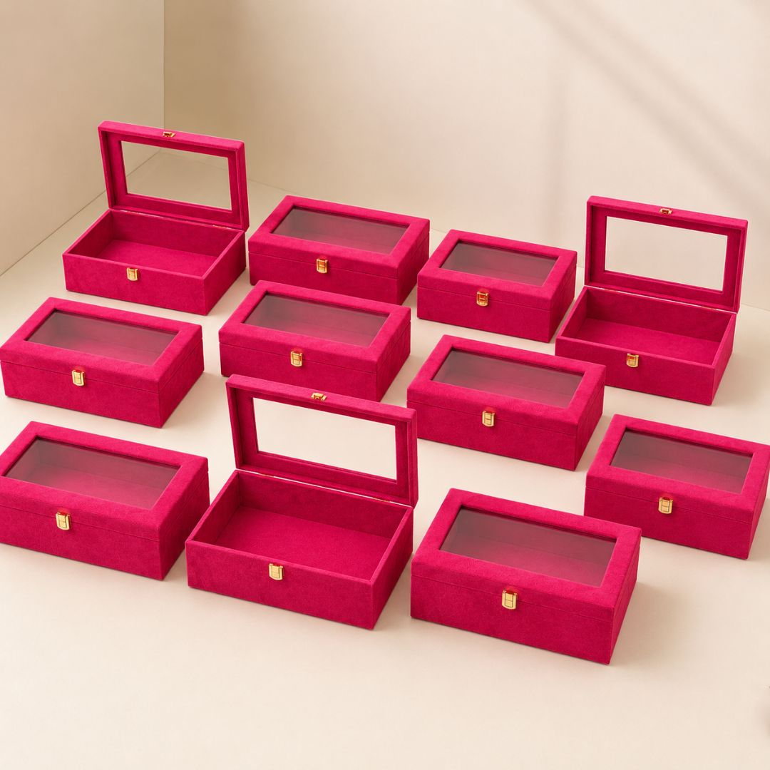 Rani Pink Transparent Lid Gift Box with Golden Latch