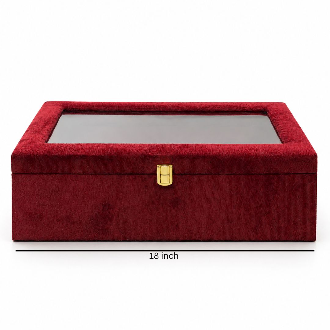 Maroon Transparent Lid Gift Box with Golden Latch