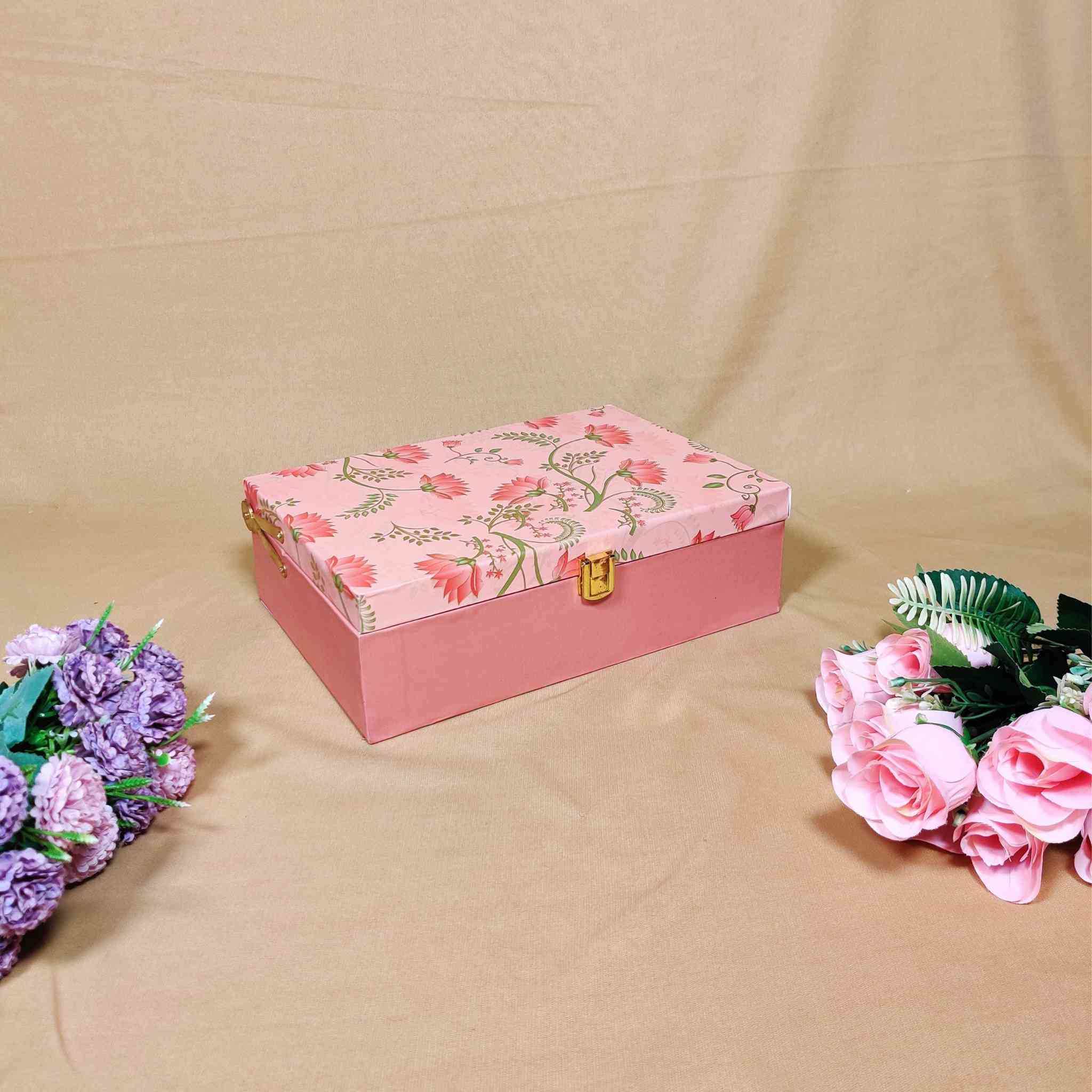 Pink Floral Box For Gift Hamper (10x7x3 inches)