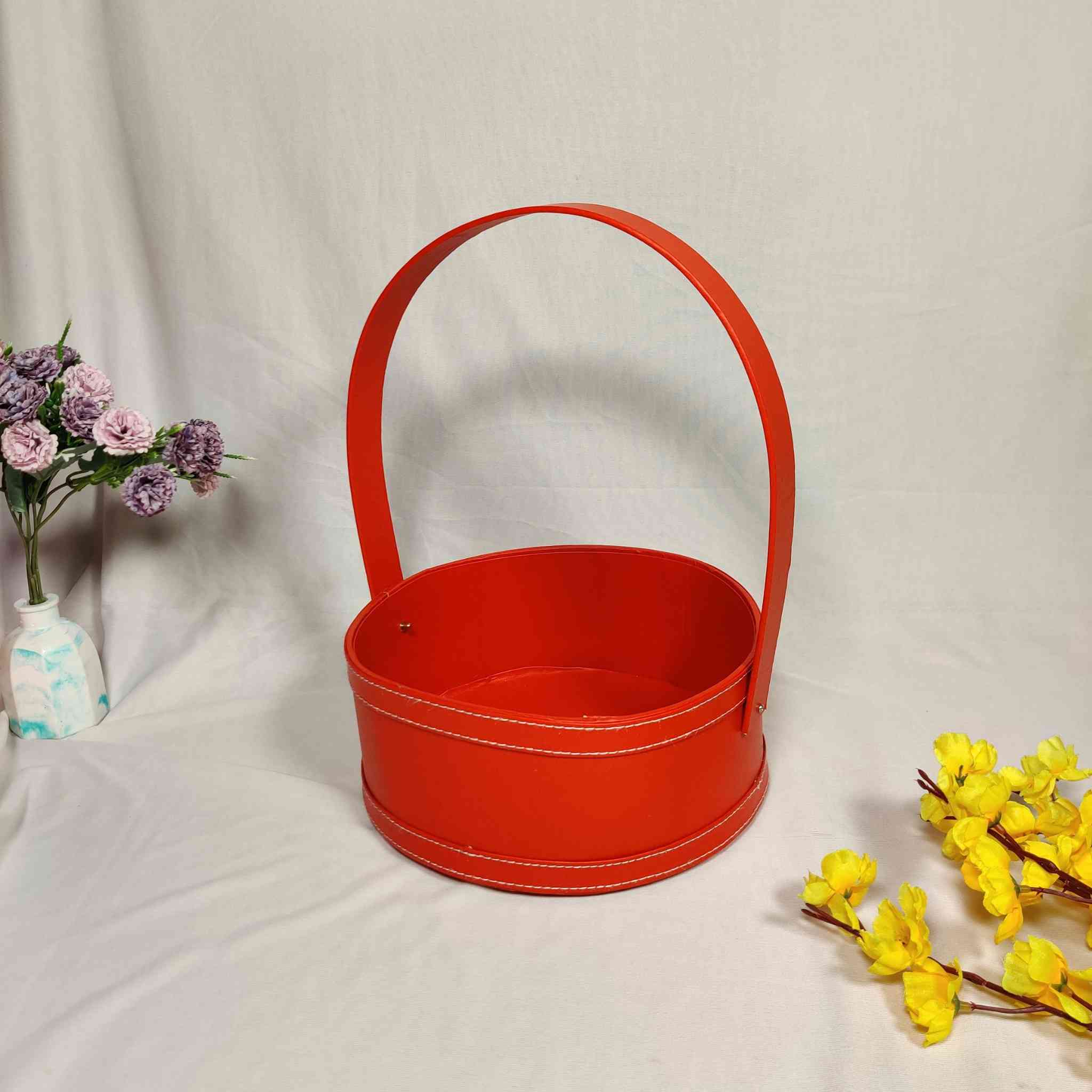 Red Handle Basket For Gift Hamper (10x10x4 inches)