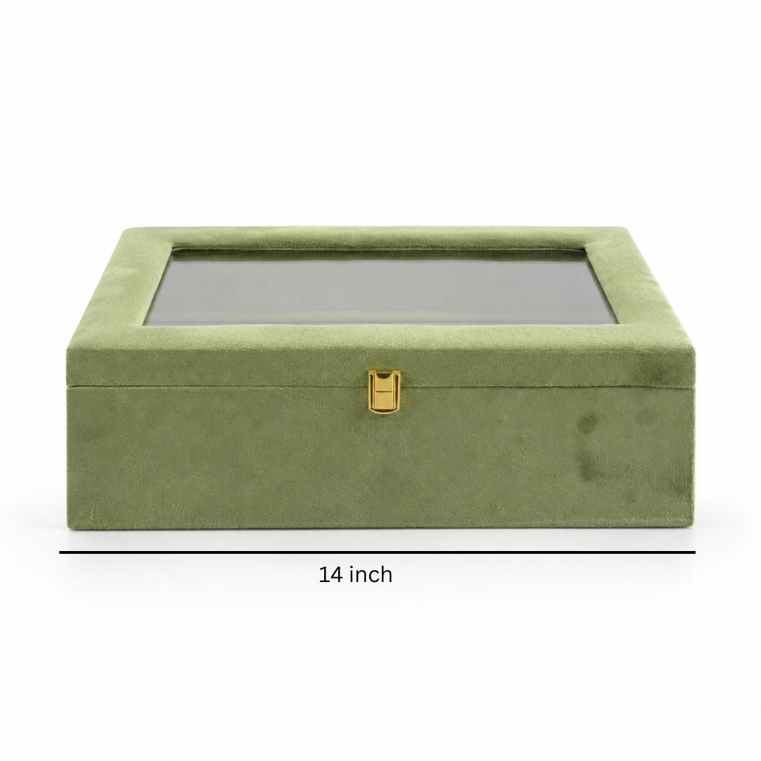 Olive Green Transparent Lid Gift Box with Golden Latch