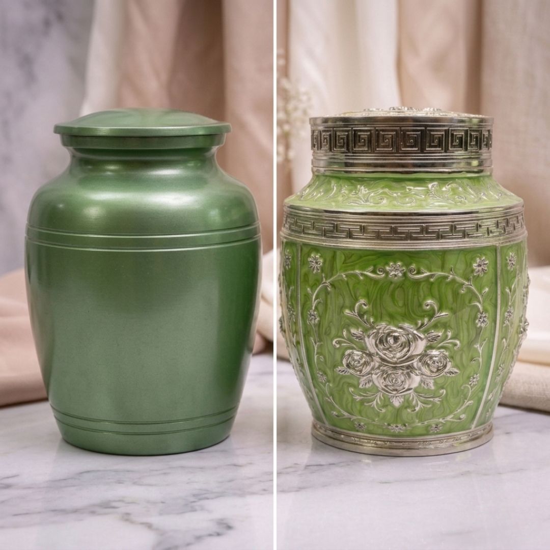 Luxury Green Floral Enamel Storage Jar with Silver Detailing – 7 Inch Decorative Dry Fruit & Sweet Container