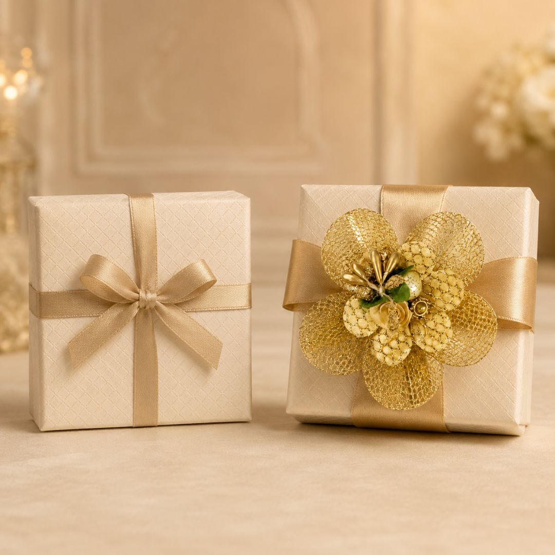 Set of 5 Golden Net Floral Decorative Accessories for Hamper & Trousseau Packing