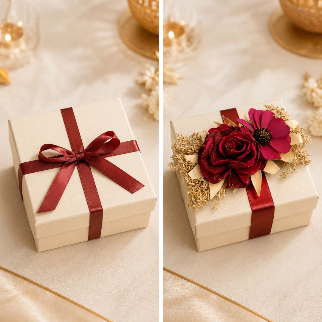 Set of 5 Red Floral Decorative Accessories for Hamper & Trousseau Packing