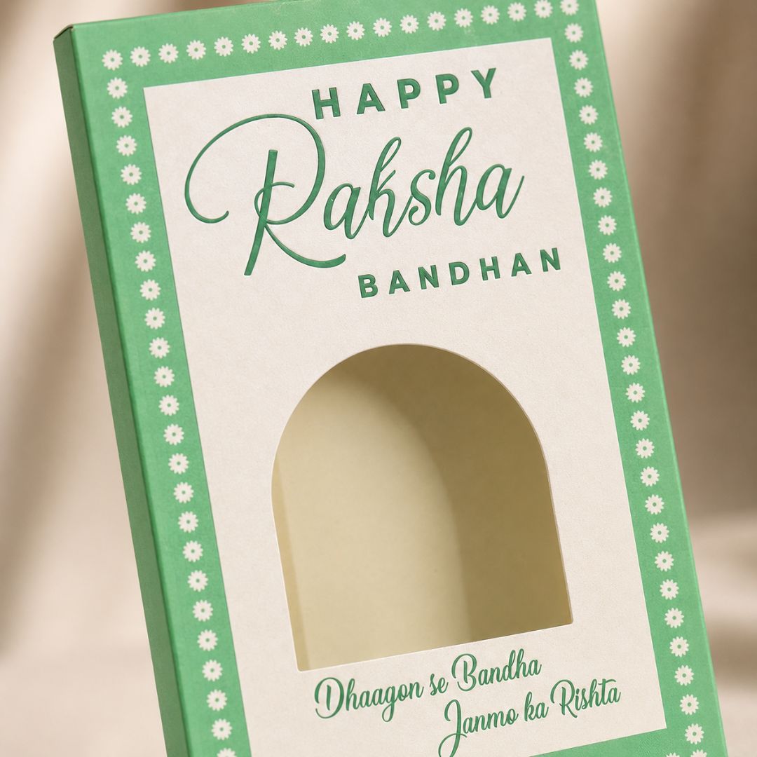 Pack of 10-Green Happy Raksha Bandhan Bar Box