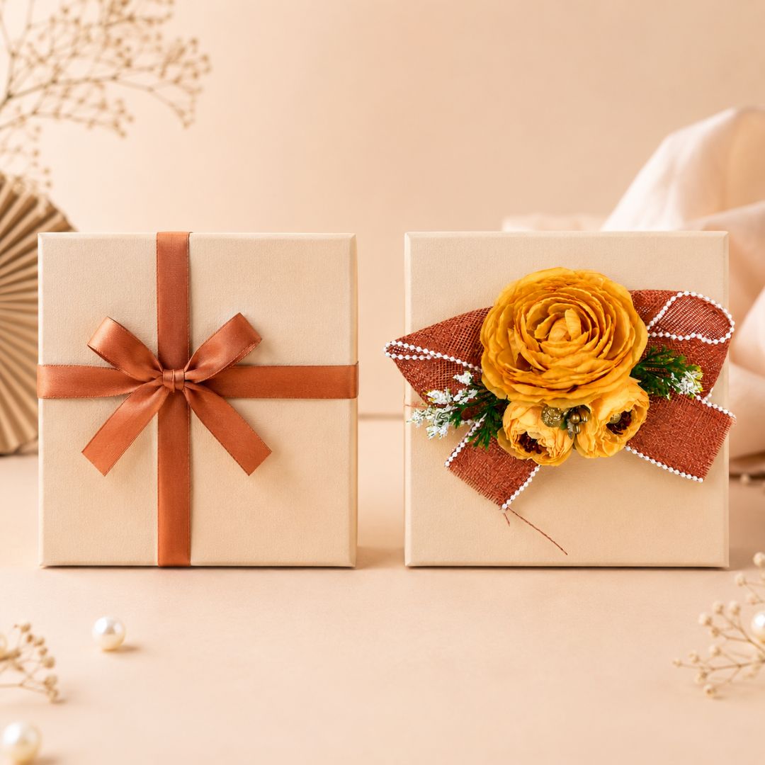 Mustard Yellow Flower Bunch with Bow for Hamper Decoration – Pack of 5 - Adscraft.in