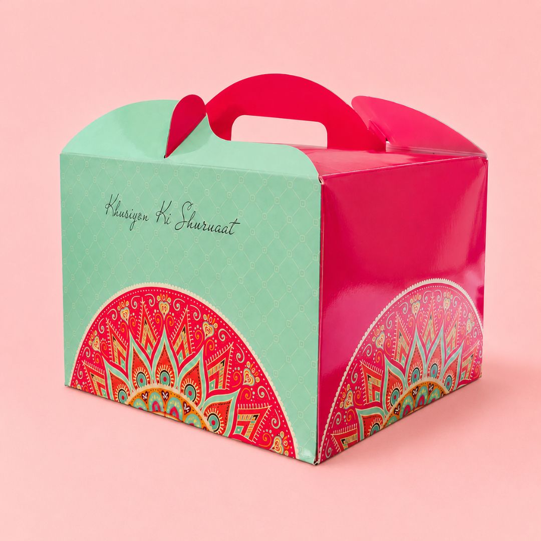 Pack of 8- Mint Pink Mandala Festive Gift Box