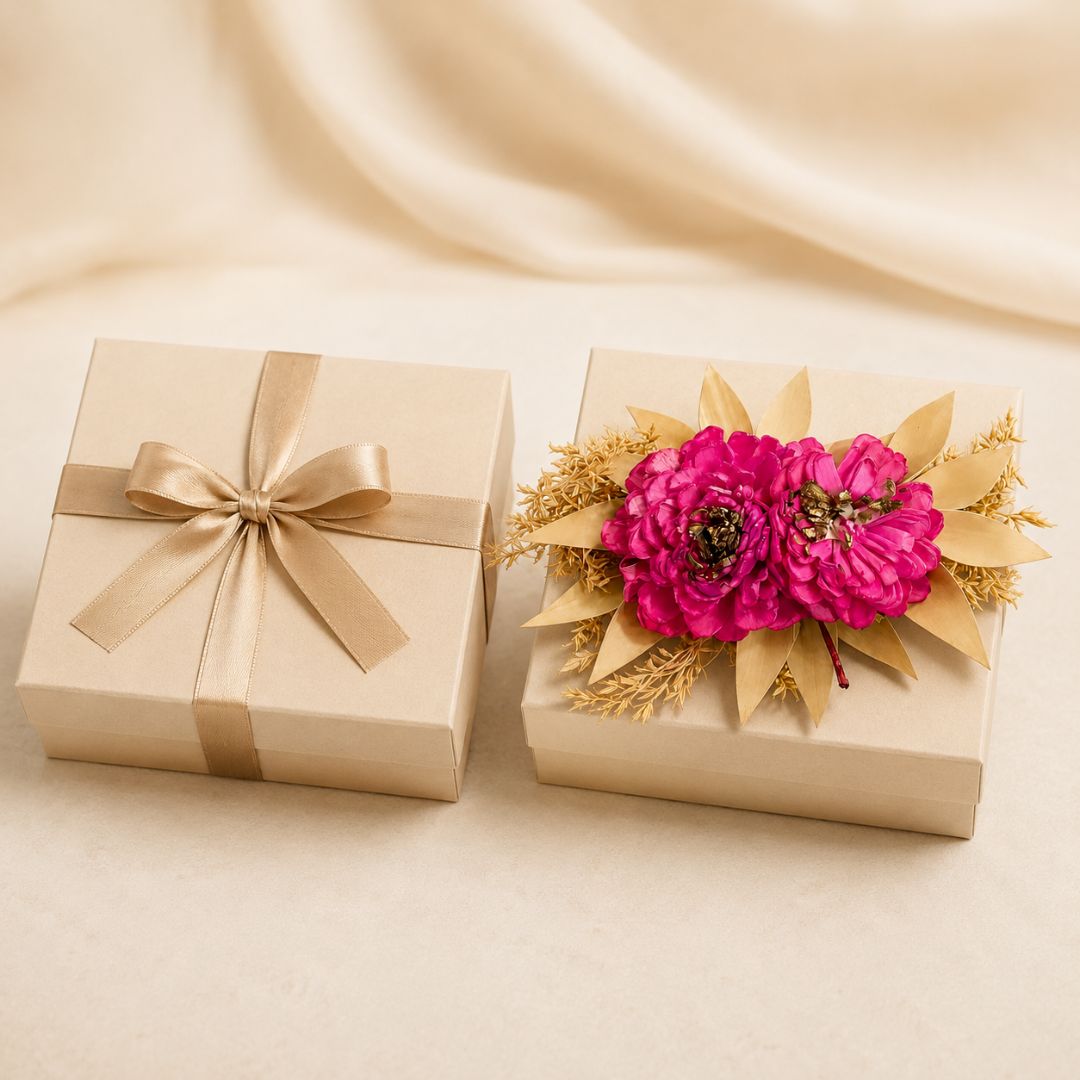 Set of 5 Hot Pink Floral Decorative Accessories for Hamper & Trousseau Packing