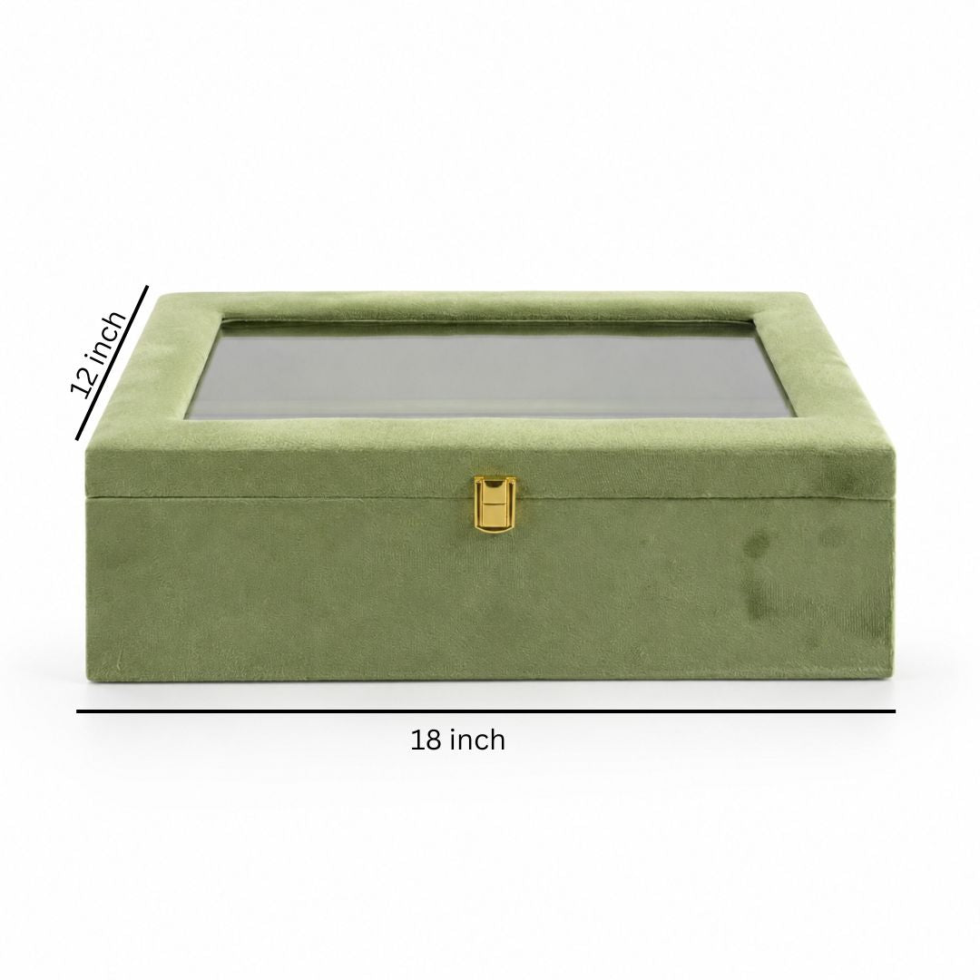 Olive Green Transparent Lid Gift Box with Golden Latch