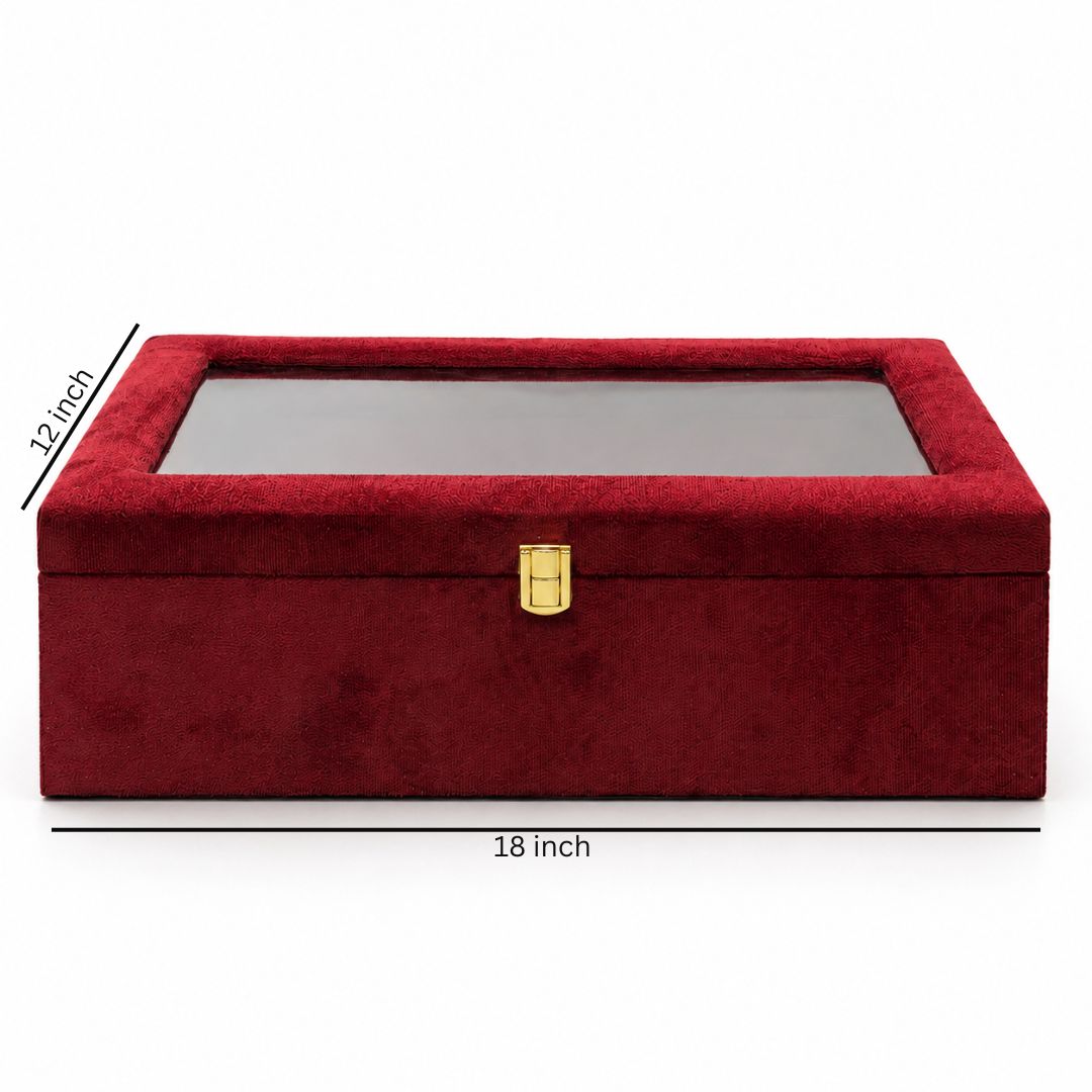 Maroon Transparent Lid Gift Box with Golden Latch