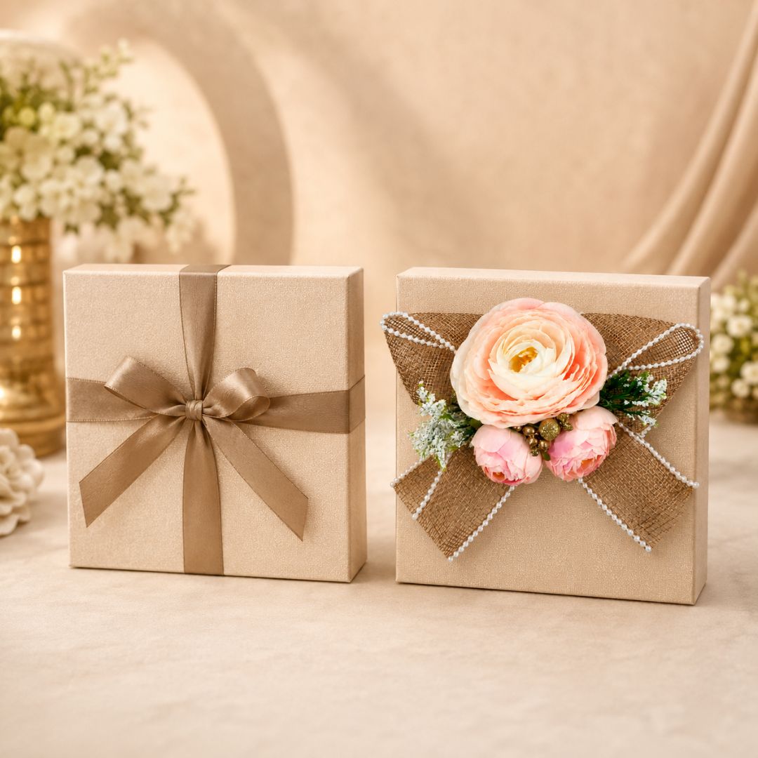Peach Rose Jute Bow Flower Bunch for Hamper Decoration – Pack of 5 - Adscraft.in
