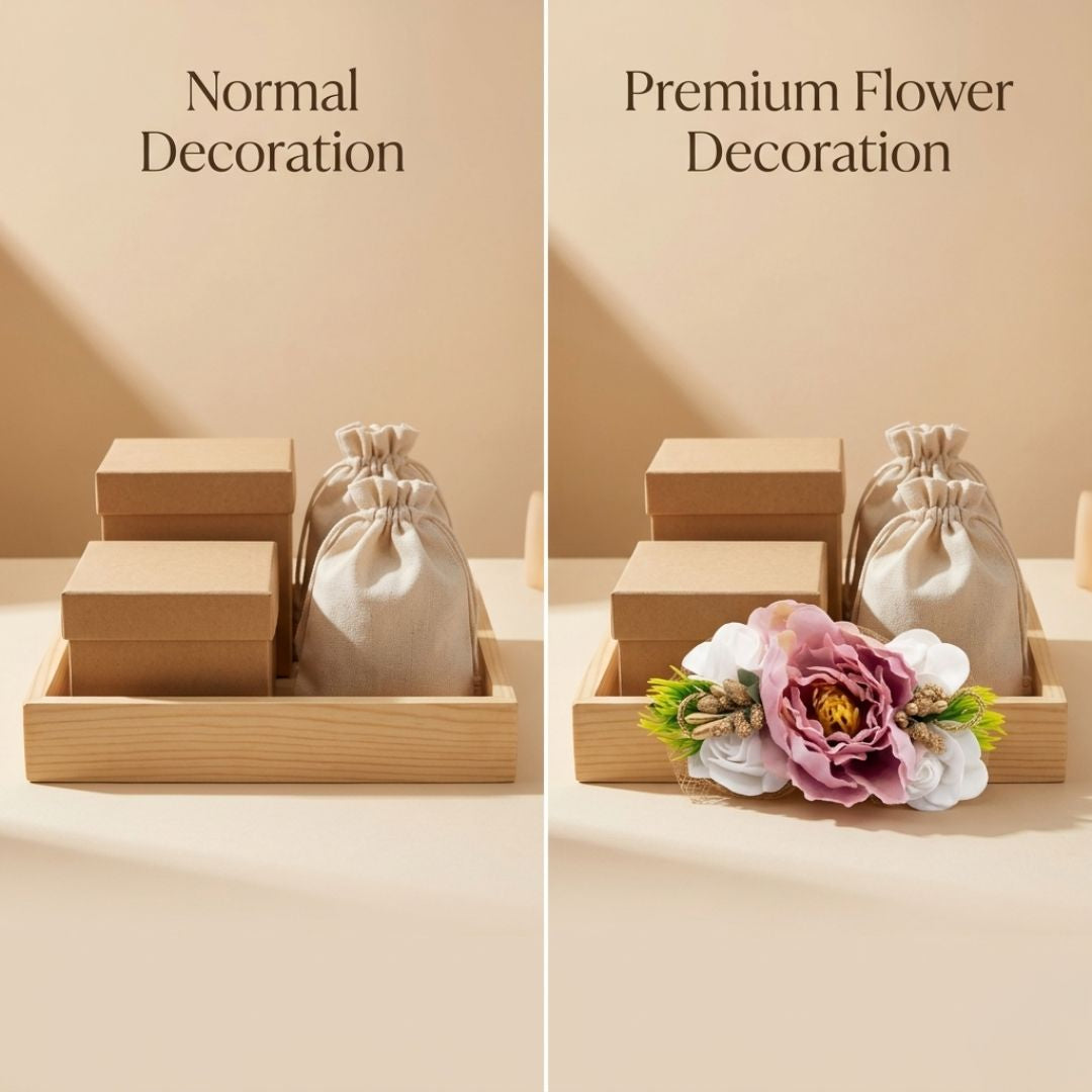 Set of 5 Pink Floral Decorative Accessories for Hamper & Trousseau Packing