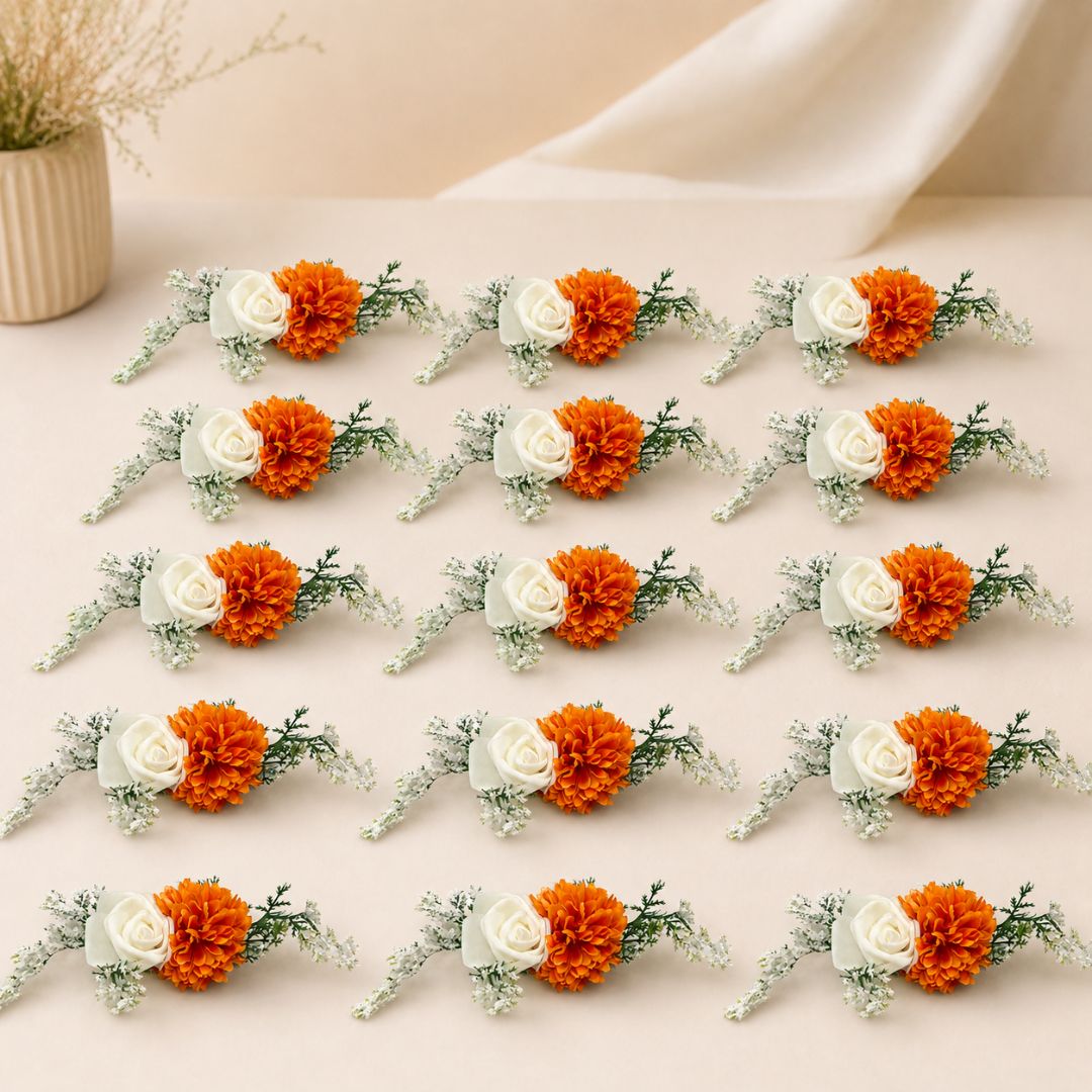 Orange & White Floral Decoration Accessory for Hamper Packing
