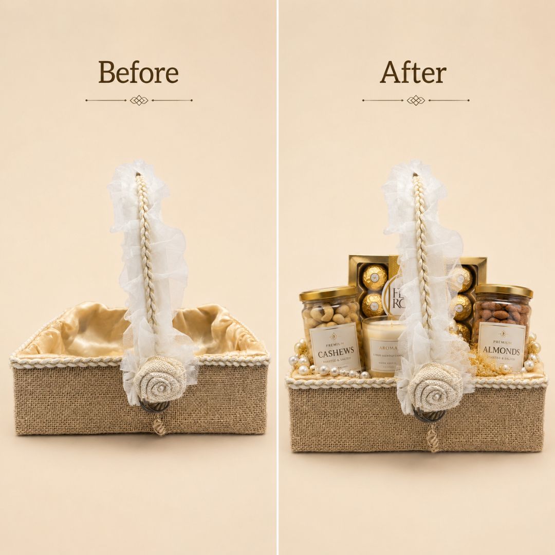 Natural Jute Wedding Hamper Basket with Handle