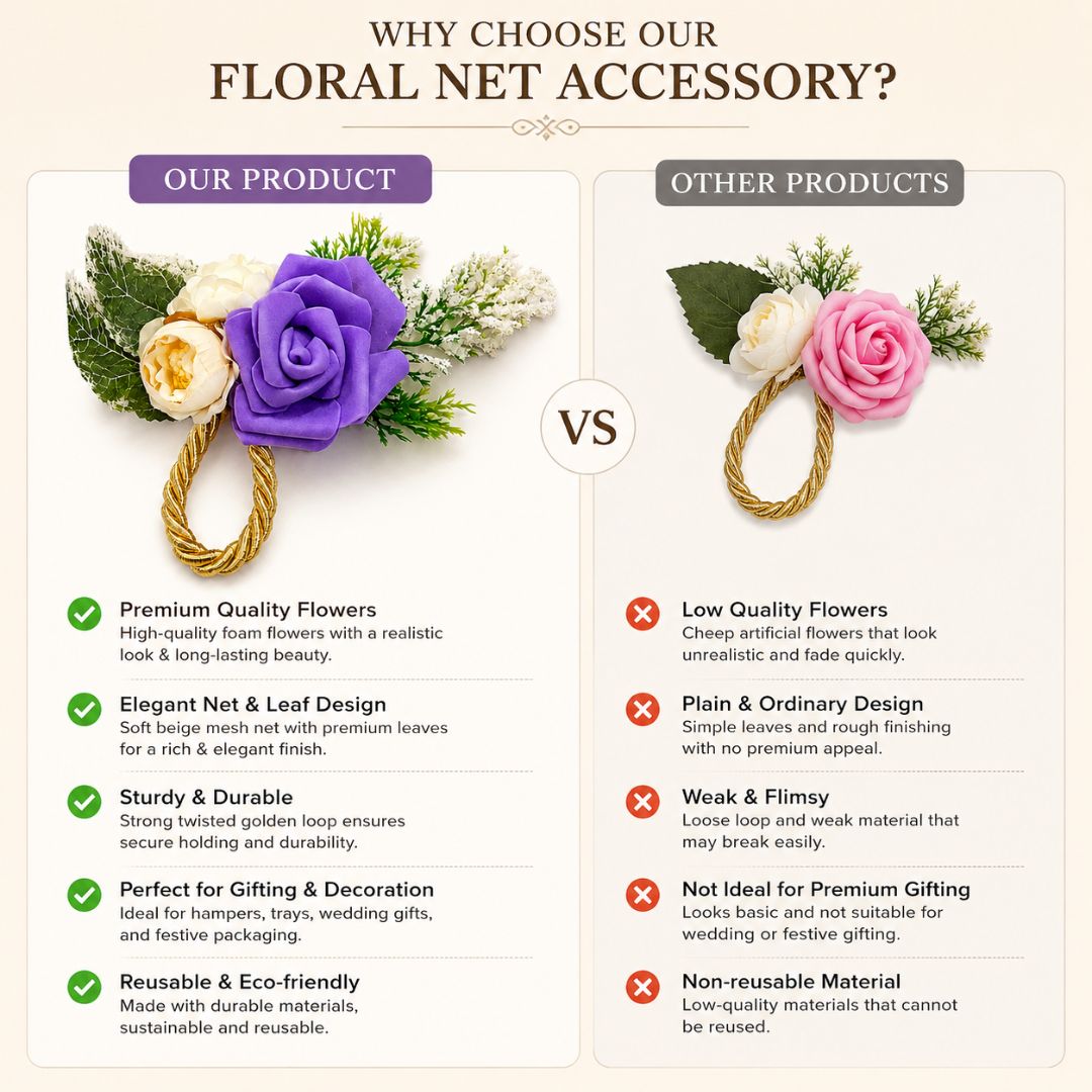 Purple Rose Floral Decoration Accessory for Hamper Packing