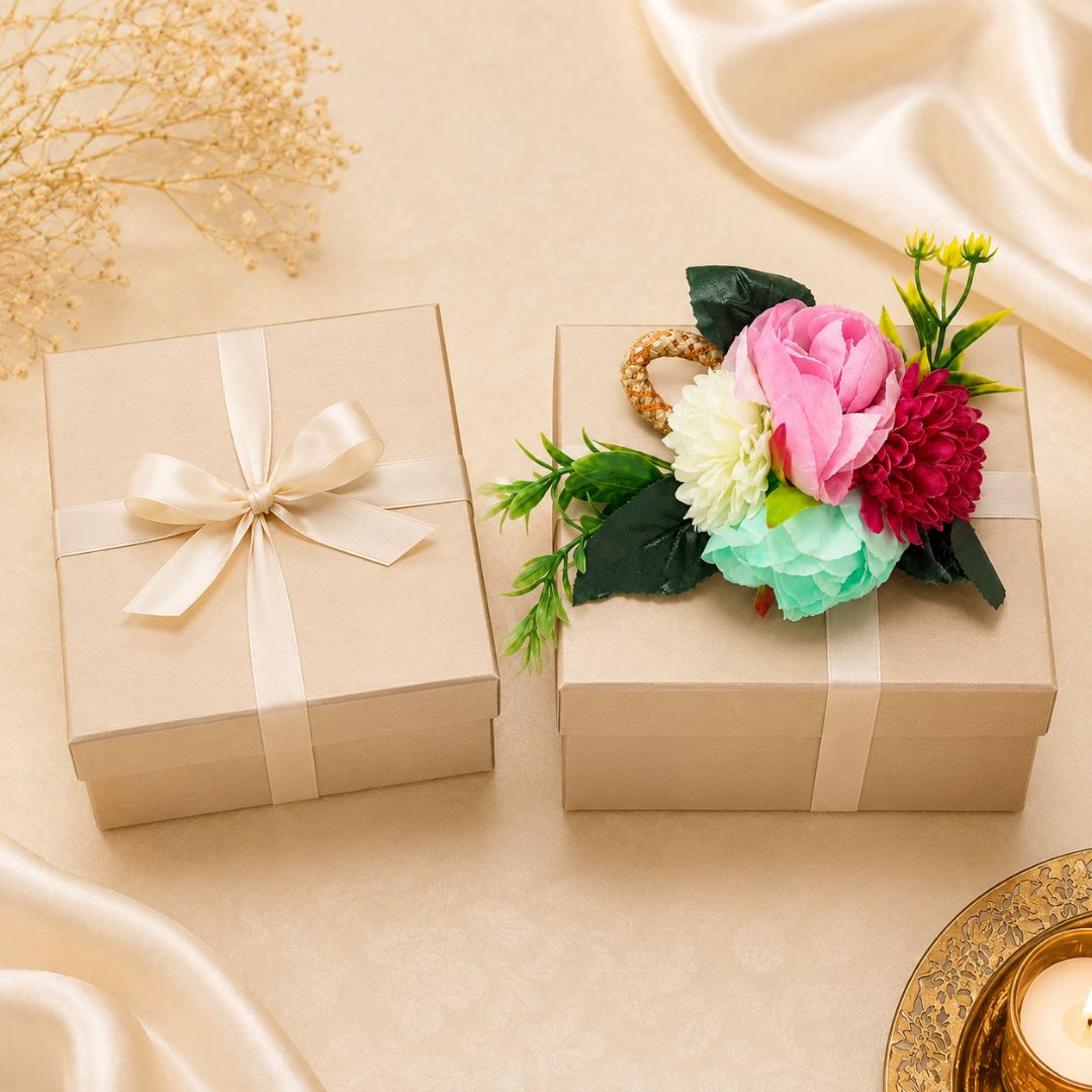 Multi Colour Flower Bunch with Golden Handle for Hamper Decoration – Pack of 5 - Adscraft.in