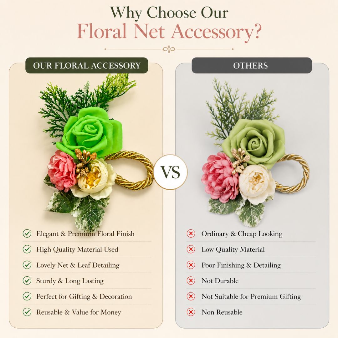 Green Rose Floral Decoration Accessory for Hamper Packing