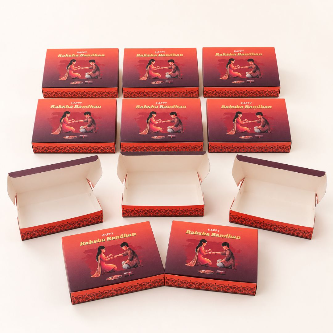 Premium Raksha Bandhan Hamper Box – Red Rakhi Gift Box | Set of 10