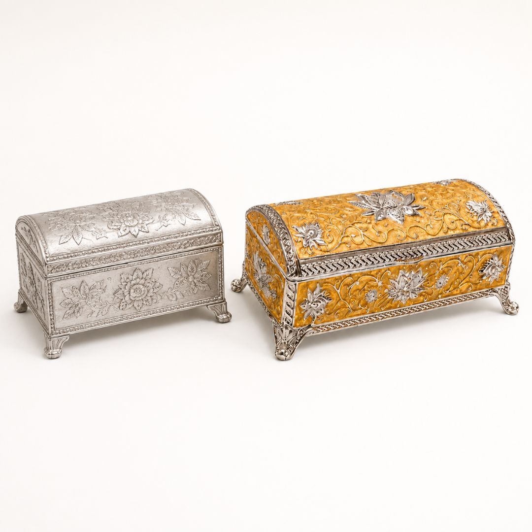 Royal Enamel German Silver Storage Box – Premium Velvet-Lined Gift Box
