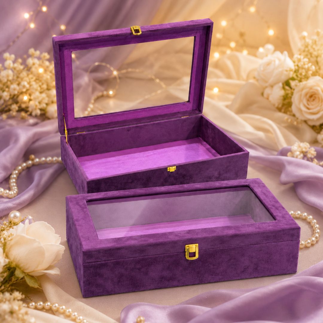 Purple Transparent Lid Gift Box with Golden Latch