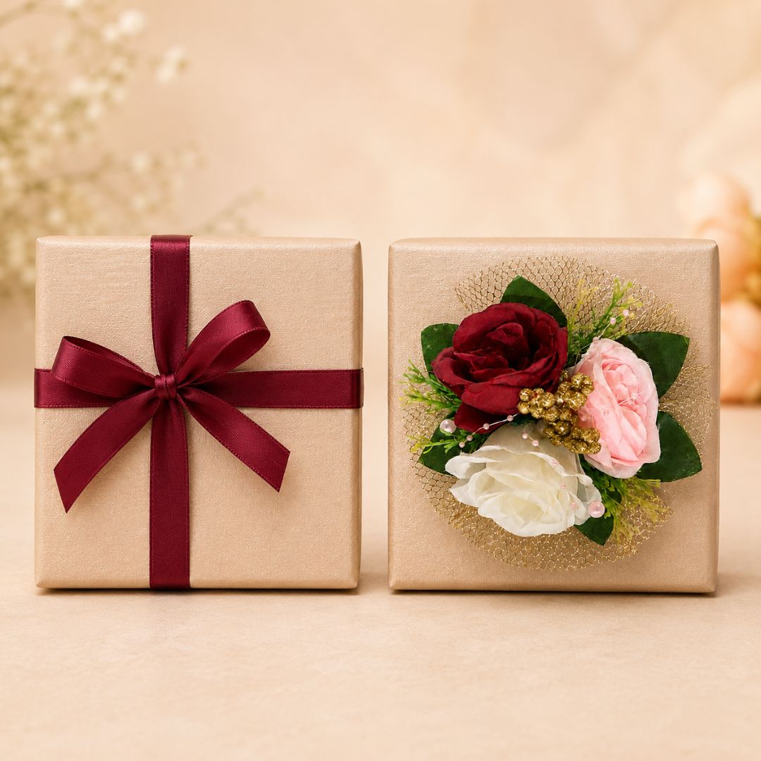 Set of 5 Red, Pink & White Floral Decorative Accessories for Hamper & Trousseau Packing