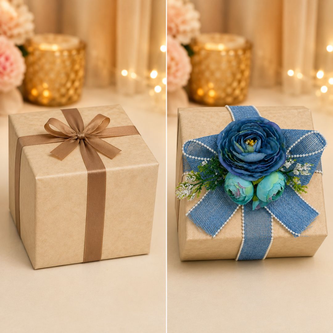 Blue Flower Bunch with Bow for Hamper Decoration – Pack of 5 - Adscraft.in