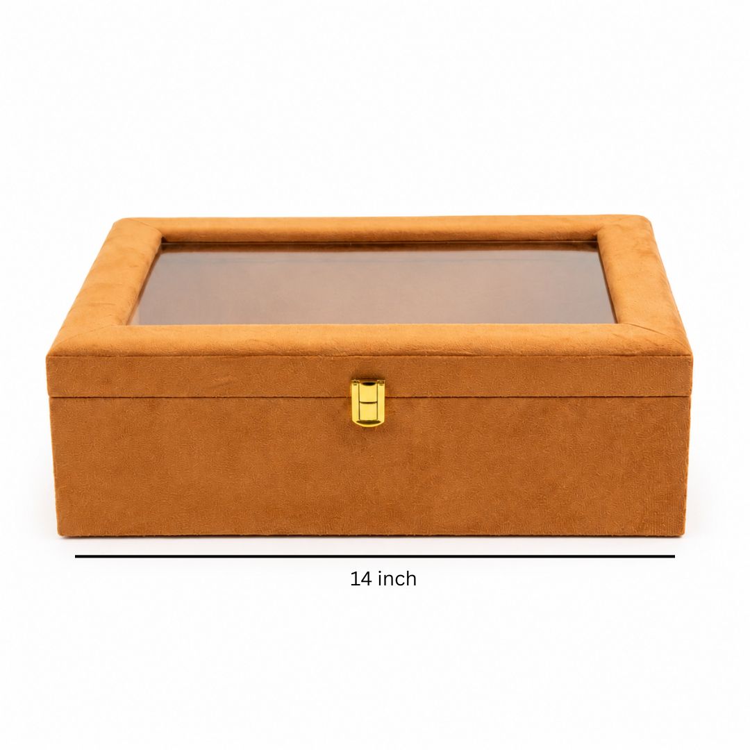Mustard Transparent Lid Gift Box with Golden Latch