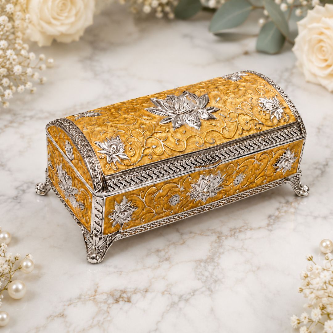 Royal Enamel German Silver Storage Box – Premium Velvet-Lined Gift Box