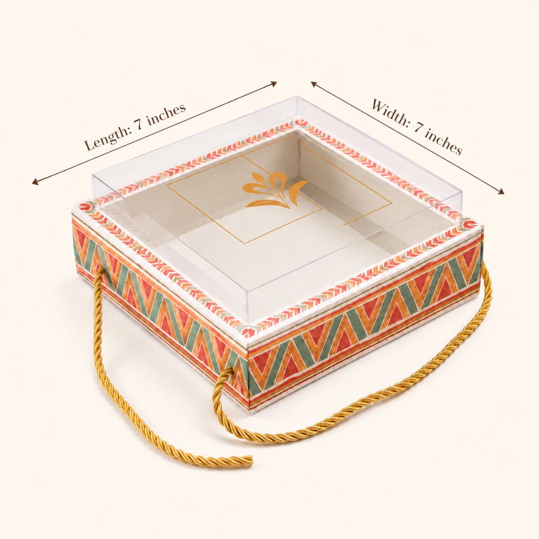 Pack of 5 -Transparent Lid Festive Gift Tray Box