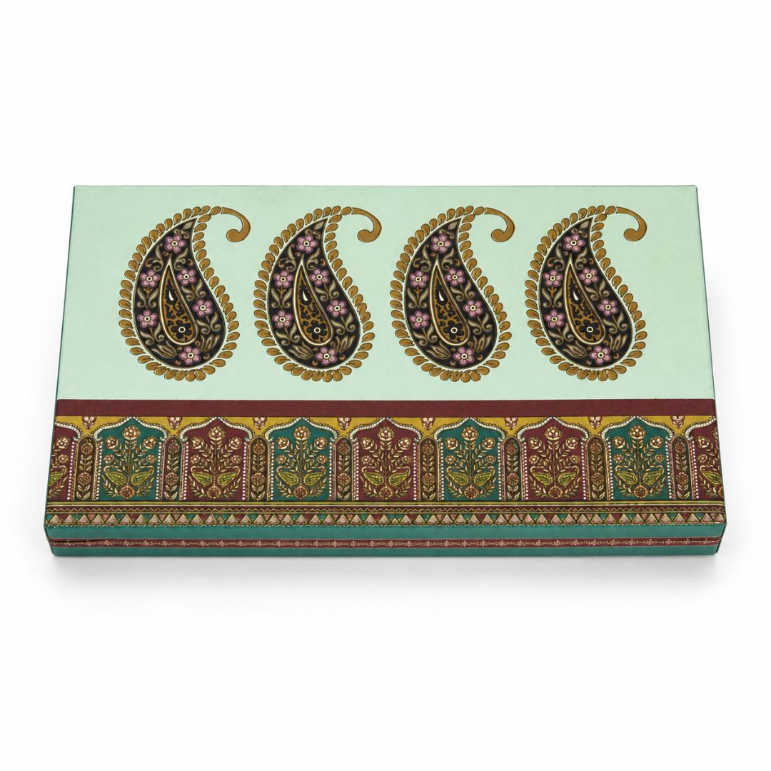 Pack of 5 - Pista Green Paisley Print Gift Box