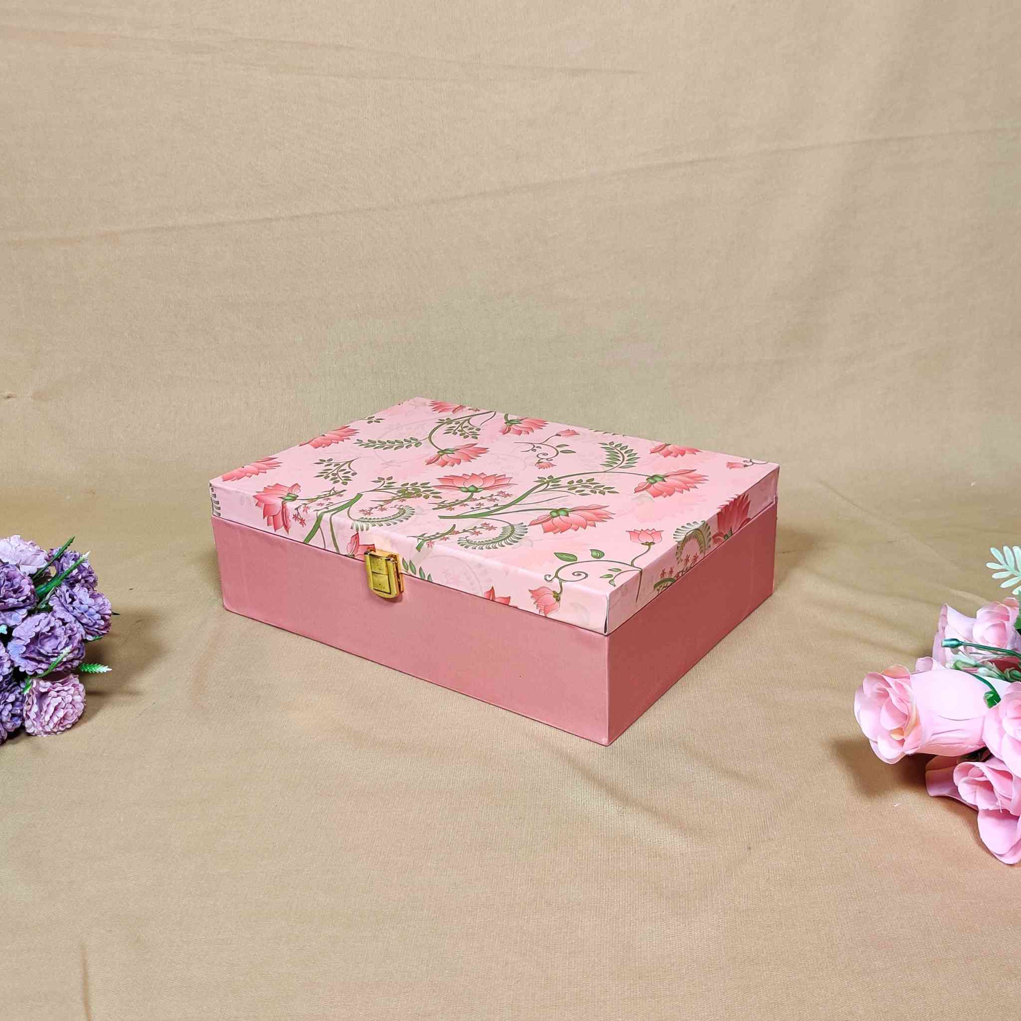 Pink Floral Box For Gift Hamper (10x7x3 inches)