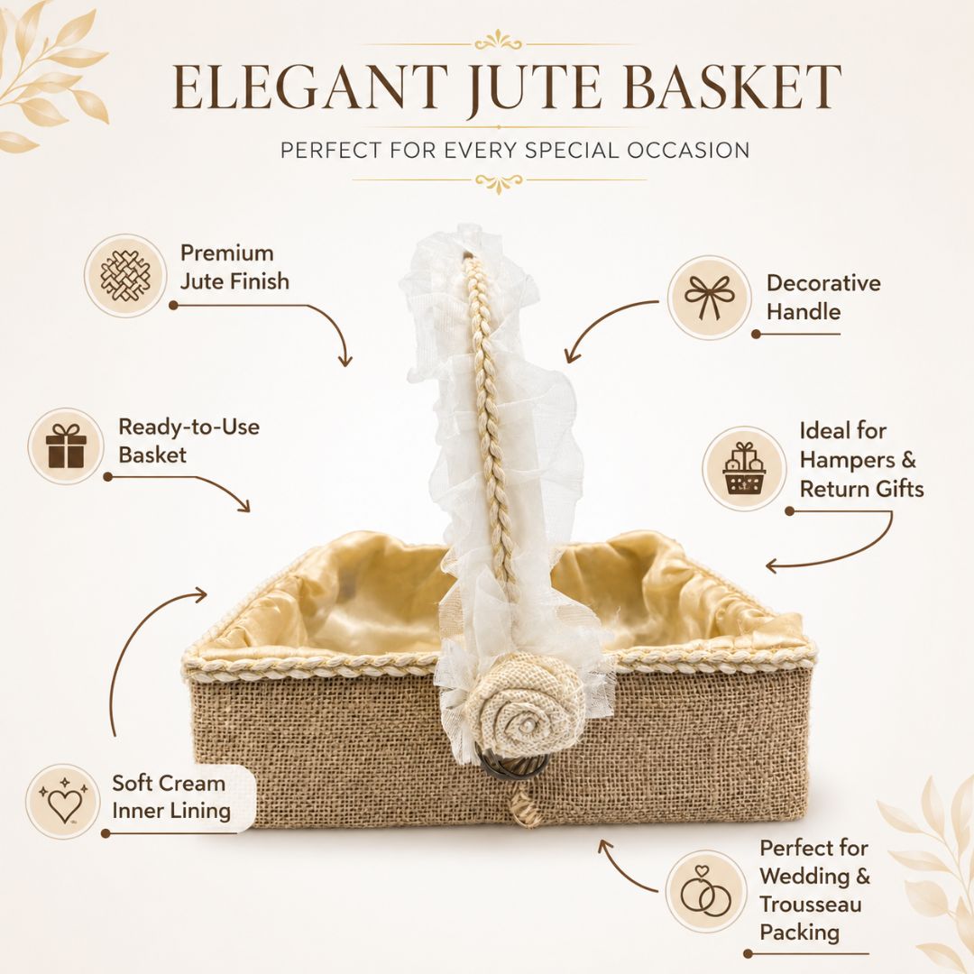 Natural Jute Wedding Hamper Basket with Handle