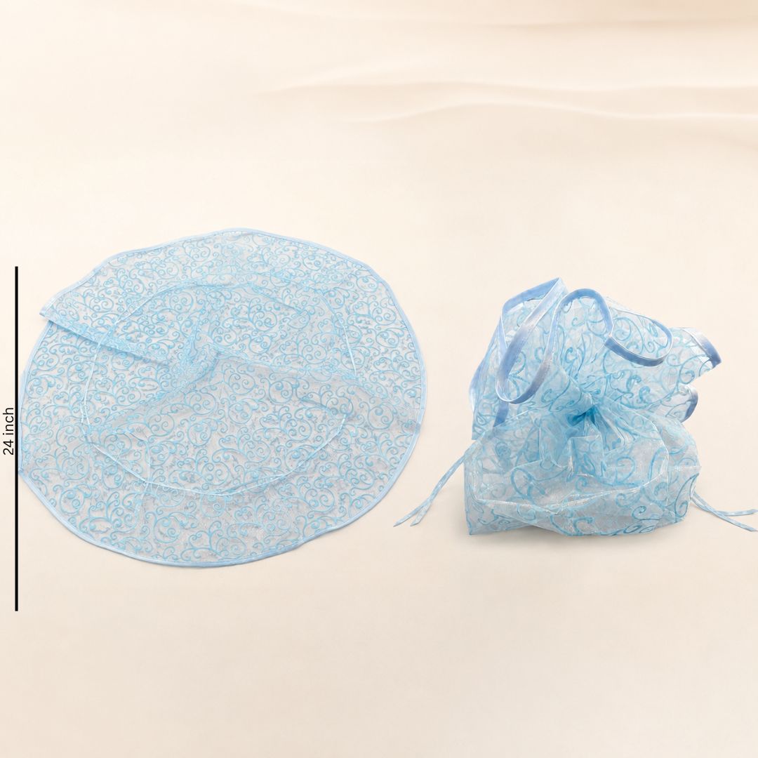 Sky Blue Organza Potli Gift Bag Pack of 5