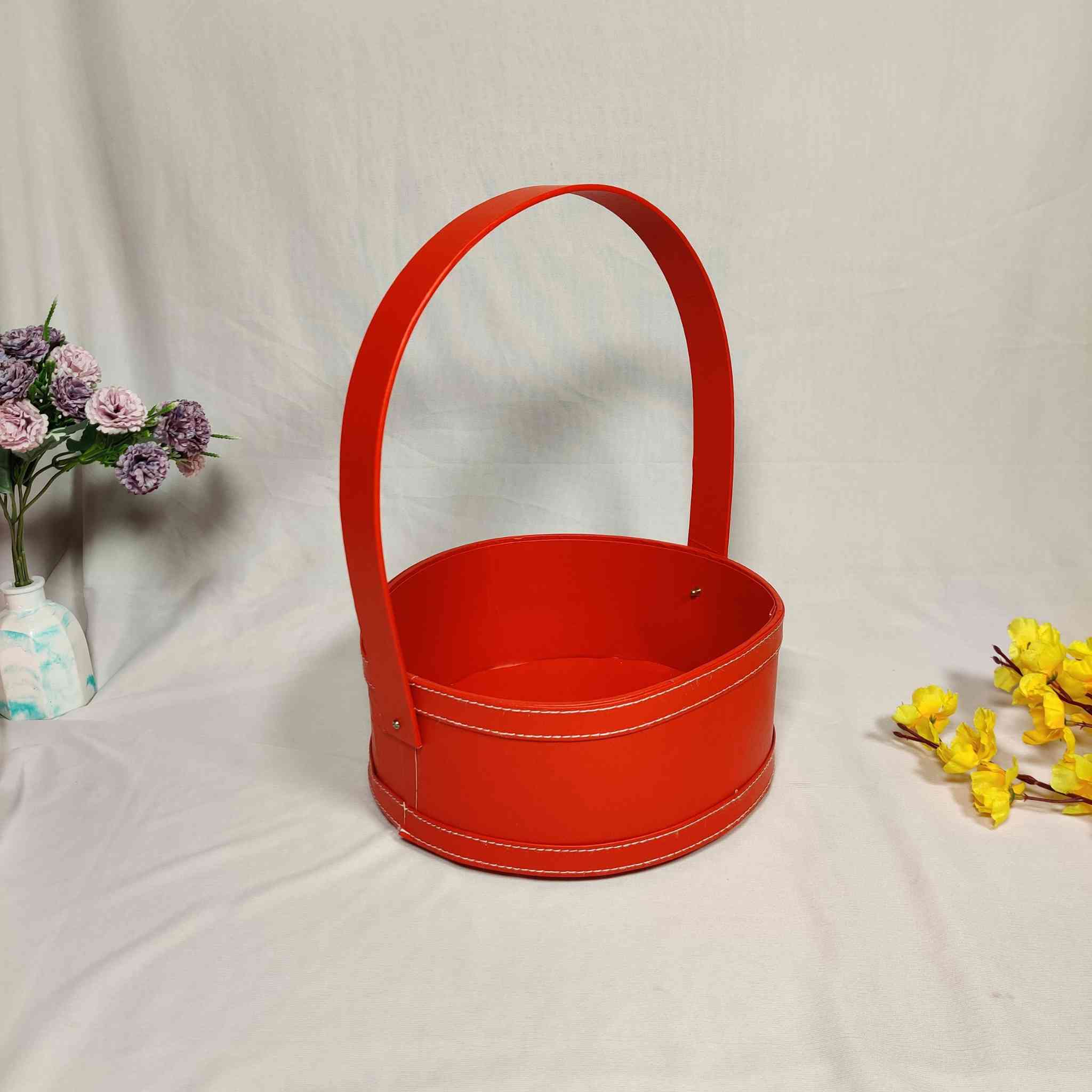 Red Handle Basket For Gift Hamper (10x10x4 inches)