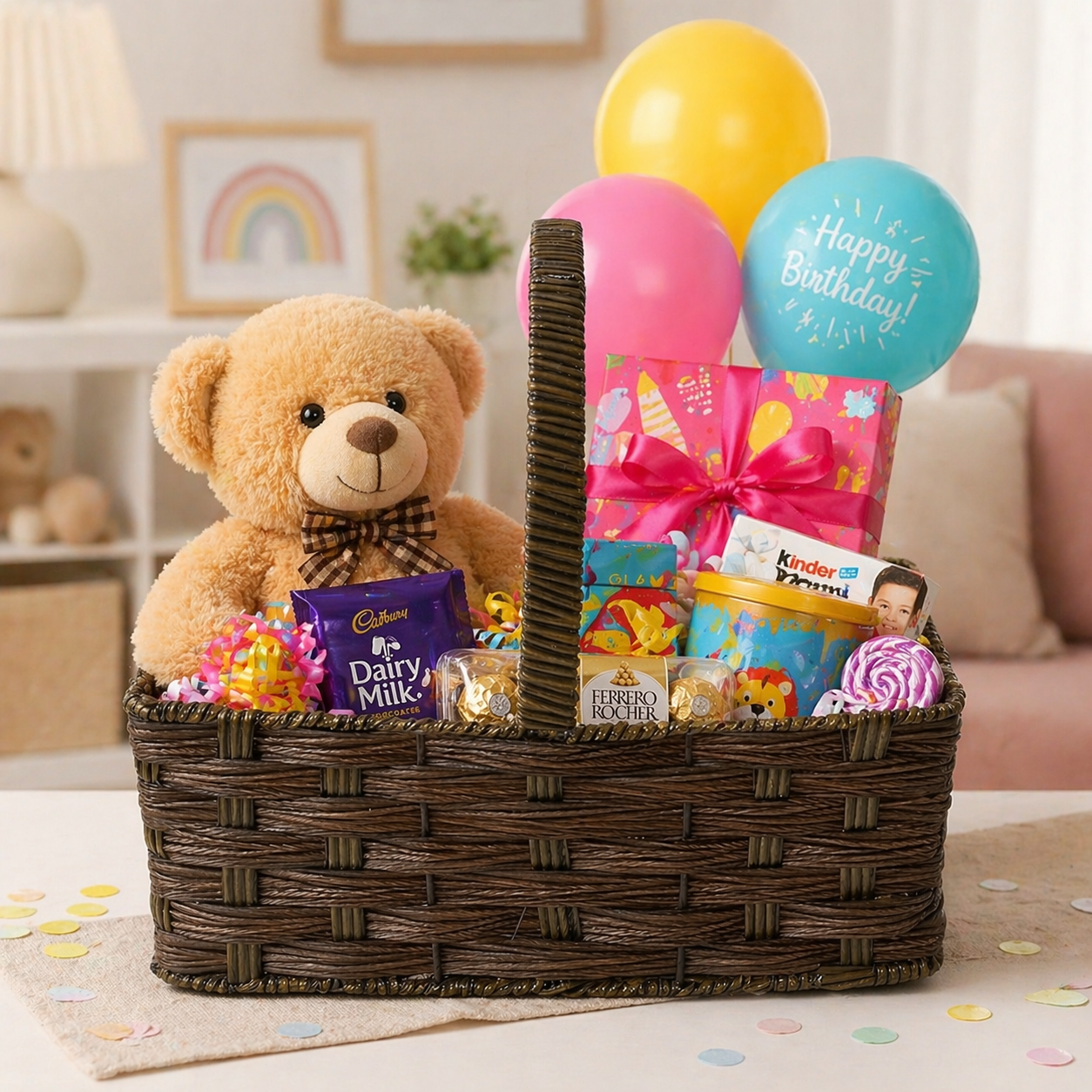 (Set of 3)Premium Brown Woven Handle Basket – Multipurpose Gift Hamper & Trousseau Packing Basket