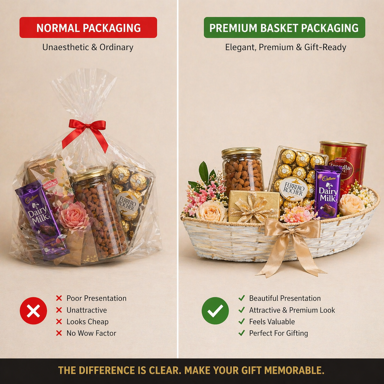 (Set of 3)Premium White Woven Boat Basket for Wedding Hampers & Trousseau Packing