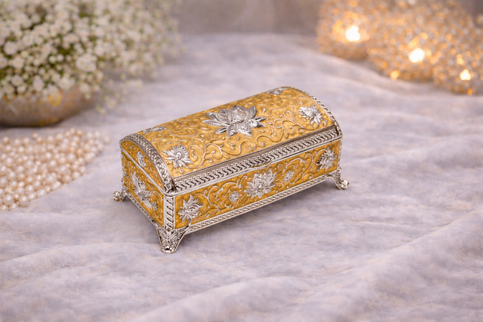 Royal Enamel German Silver Storage Box – Premium Velvet-Lined Gift Box